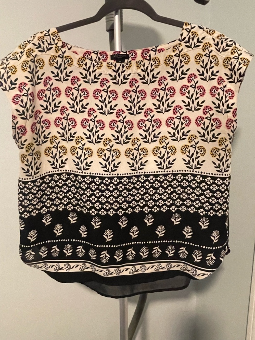 LOFT Floral Print Cap-Sleeve Top